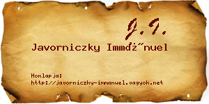 Javorniczky Immánuel névjegykártya